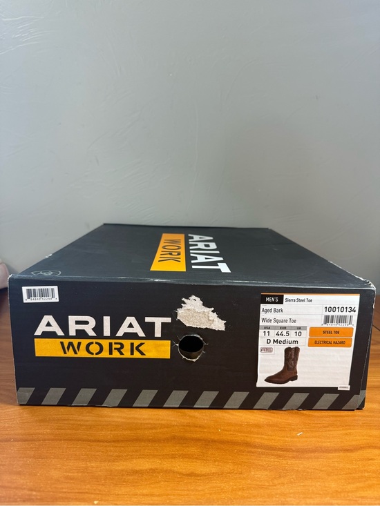 NIB Ariat Men’s 11D Sierra Steel Toe Bark Brown Square Toe Work Boots 10010134